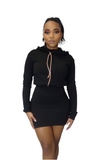 Diamond girl hooded sweater skirt set