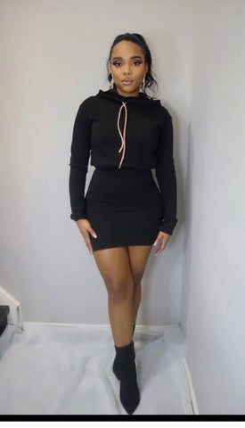 Black Diamond girl hooded sweater skirt set